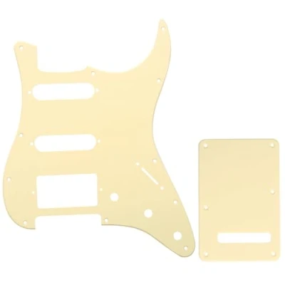 Image of Musiclily SSH 11 Hole Strat Guitar Pickguard and BackPlate Set for Fender USA/Mexican Standard Stratocaster Modern Style, 1Ply Cream