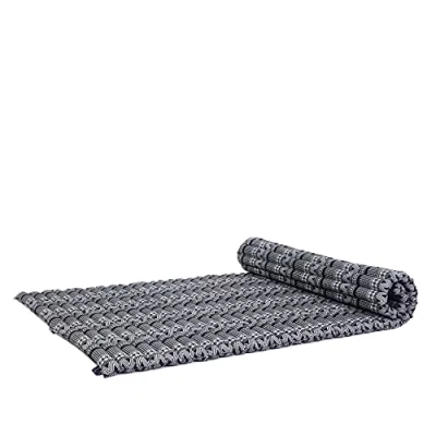 Image of Leewadee Foldable Floor Mattress Japanese Roll Up Futon Trifold Tatami Mat Guest Bed Camping Thai Massage Mat, Kapok Filled, 190 x 100 cm, Black White