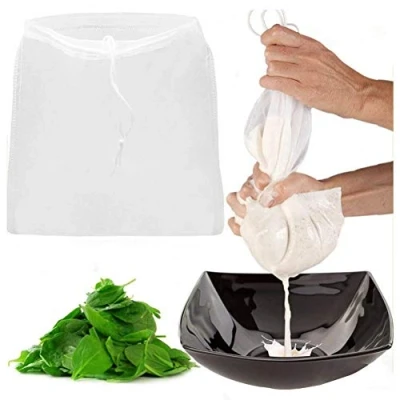 Image of Zonfer 1pc Nut Milk Bag, Cheesecloth and Food Strainer, Milk, Juice, Cottage Cheese, Greek Yogurt Maker, Reusable Bag