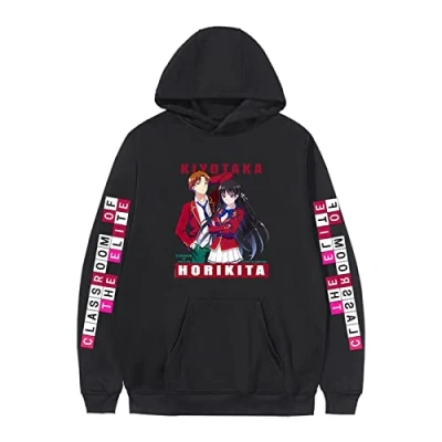 Image of xhomeshop Harajuku Anime Classroom of the Elite Hoodie Ayanokouji Kiyotaka Long Sleeve Pullover Horikita Suzune Sweatshirt with Oversized Pocket