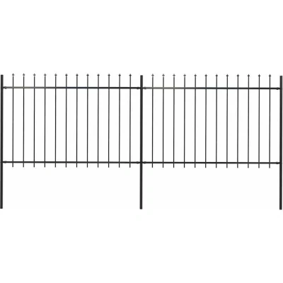 Image of vidaXL Garden Fence with Spear Top Steel 3.4x1.2 m Black