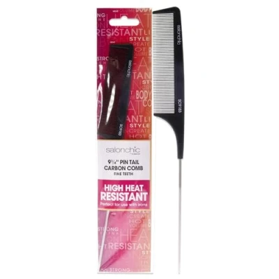 Image of SalonChic Pin Tail Carbon Comb High Heat Resistant 9.25 Fine Teeth For Unisex 1 Pc