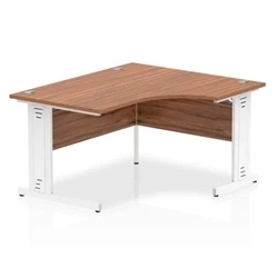 Image of Impulse 1400mm Right Crescent Desk Walnut Top White Cable Managed Leg