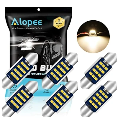 Image of Alopee 36mm 6418 Festoon LED Car Bulb,6461C5W Bulbs 9 28V 2016 12SMD Warm White No Polarity CANbus 4410 DE3423 C5W for Interior Lights Dome Reading Map Trunk Courtesy Light