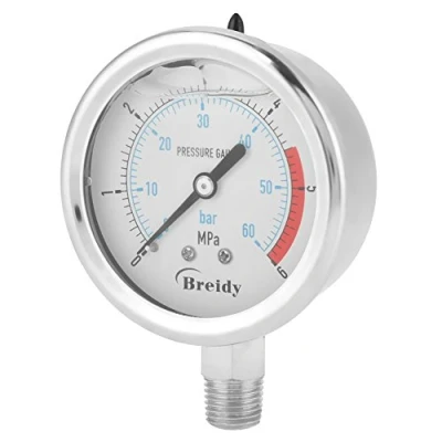 Image of 60mm Analog Gas Pressure Gauge 0 60Bar 6Mpa for Water Air Oil Dial Instrument Base Entry NPT 1/4&quot;