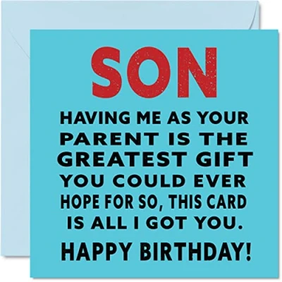 Image of Funny Birthday Cards for Son Greatest Gift Joke Happy Card from Mum or Dad, Gifts, 145mm x Greeting