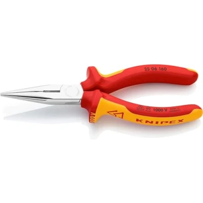 Image of KNIPEX Snipe Nose Side Cutting Pliers (Radio Pliers) 1000V insulated (160 mm) 25 06 160