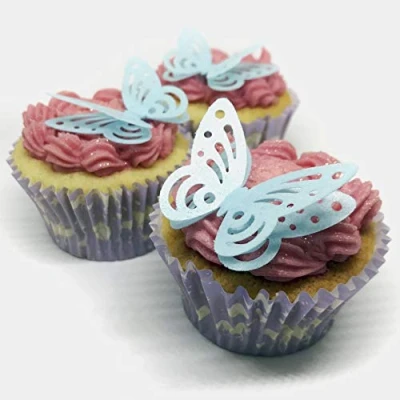 Image of 12 Beautiful 3D Pale Blue Edible Wafer Paper Butterfly Cake Toppers Decorations