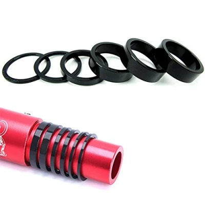 Image of CYSKY Bike Headset Spacer 6 Pcs Aluminium MTB Road Bicycle Stem Threadless Spacers Kit for 1 1/8 Inch 2mm 3mm 5mm 10mm x 3(Black)