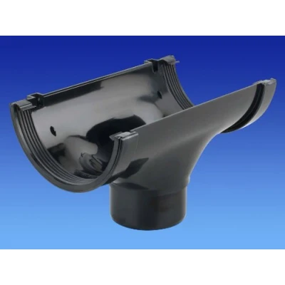 Image of OSMA Roofline Commercial 150mm Half Round Gutter Running Outlet Black 6T606b