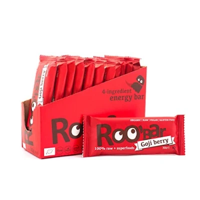 Image of Roobar Goji Berry Raw Bar Dairy &amp; Gluten Free. 100% Organic, Vegan with Superfoods. No Added Refined Sugar 12 x 30g