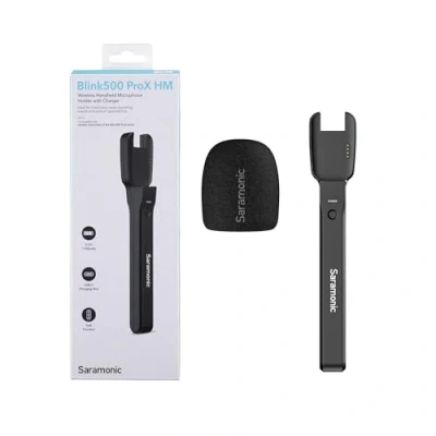 Image of Saramonic Blink 500 Prox HM Handheld Holder for Transmitters w/Windscreen, Mic Flag &amp; Charging (BLINK500PROXHM)