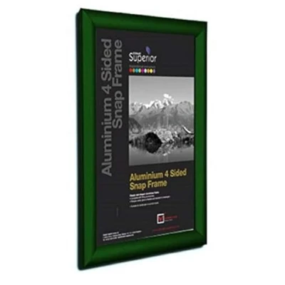 Image of Stewart Superior A1 Aluminium 4 Sided 25mm Front Loading Picture/Poster Snap Frame Green