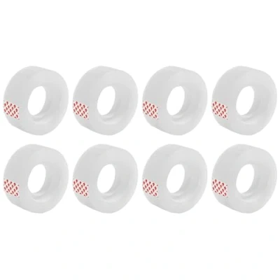 Image of D.RECT Adhesive Tape Transparent Pack of 8 Rolls Office 18mm x 30m Strong Adhesion Sticky for School Home and