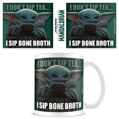 Image of Pyramid International Star Wars The Mandalorian Mug in Presentation Gift Box (Bone Broth Design) 11oz Ceramic Coffee Official Merchandise