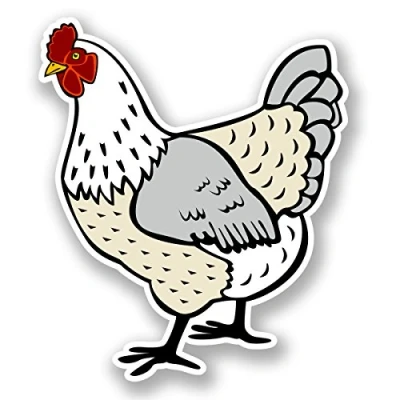 Image of 2 x White Chicken Vinyl Sticker Bike Laptop Helmet Rooster Hen Bird Funny #5877 (8.5cm Wide 10cm Tall)