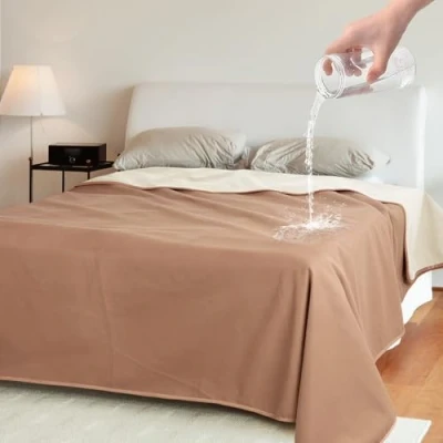 Image of Catalonia Classy Waterproof Blanket for Bed, Washable Couch Cover, Bed Protector Lovers, Reversible Soft Throw dogs 203 x 152cm Dk Taupe/Lt Taupe
