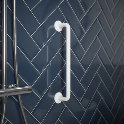 Image of Rothley Grab Rail Mobility Disability Aid Matt White Handle Bathroom Outdoor 457x25mm