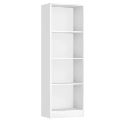 Image of VASAGLE 4 Tier Bookcase with Adjustable Shelves, Kid’s Bookshelf and Storage Unit for Study Home Office, 40 x 24 121.5 cm, White LBC104W
