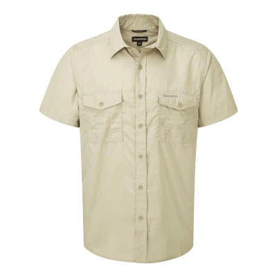 Image of Craghoppers Mens Kiwi Short Sleeved Shirt (Oatmeal Grey) Beige Size 2XL