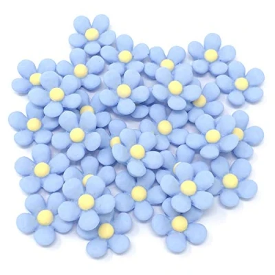 Image of Wedding Touches 30x Blue 18mm Soft Feel Daisy Flatbacks Craft Cardmaking Embellishments