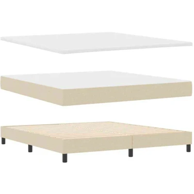 Image of vidaXL Box Spring Bed with Mattress Cream 180x200 cm Fabric