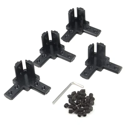 Image of Zeberoxyz 4PCS Black 3030 Series 3 Way End Corner Bracket with M6 Screws for 8mm Slot T Shape Aluminum Extrusion Profile Accessories (3030 Black)