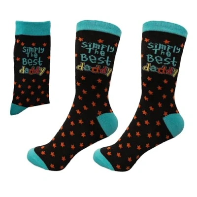 Image of SHATCHI Simply The Best Daddy Novelty Socks For Men Designer Fathers Day Christmas Birthday Gift(Black And Blue)