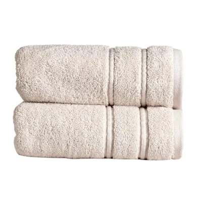 Image of Christy Antalya Hand Towels Set of 2 100% Turkish Cotton 600GSM Soft Plush Luxury Towel 50cm x 90cm Quick Dry Pumice Beige