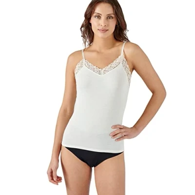 Image of Damart Women&#039;s Caraco Dentelle Thermolactyl Sensitive Cami Shirt, Off White, S