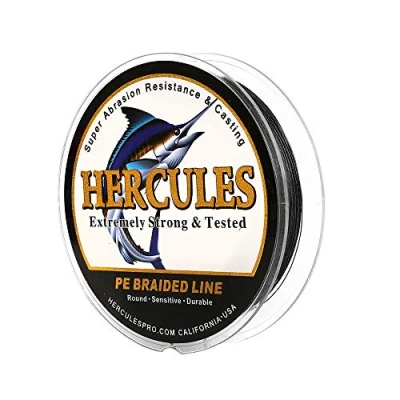 Image of Hercules Super Cast 300M 328 Yards Braided Fishing Line 30 LB Test for Saltwater Freshwater PE Braid Fish Lines Superline 8 Strands Black, 30LB (13.6KG), 0.28MM