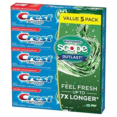 Image of Crest Complete Whitening + Scope Mint Outlast Toothpaste 7.3 Oz/206 g, Pack of 5