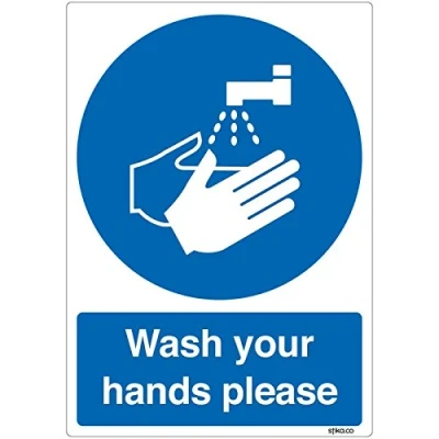 Image of stika.co Wash your hands please A5 148x210mm Self adhesive Vinyl Sticker Safety Sign