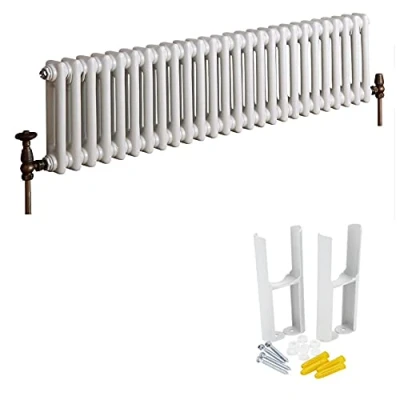 Image of Milano Windsor White Cast Iron Style Horizontal Double Column Radiator Feet 300mm x 1190mm