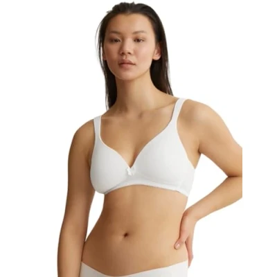 Image of Naturana® Women&#039;s Wireless Bra [Cup A D] 100% Padded Straps Wire Free with Seamless Cups Underbust Band 44 White