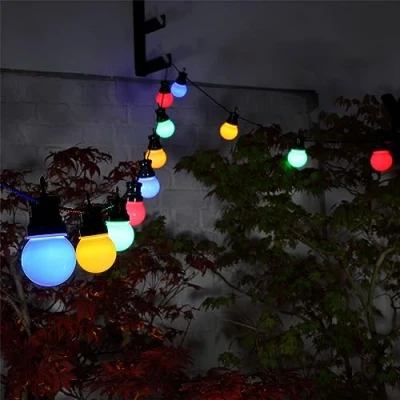 Image of NOMA 20 Multicolour Christmas Festoon Lights with Black Cable, 16.4 m