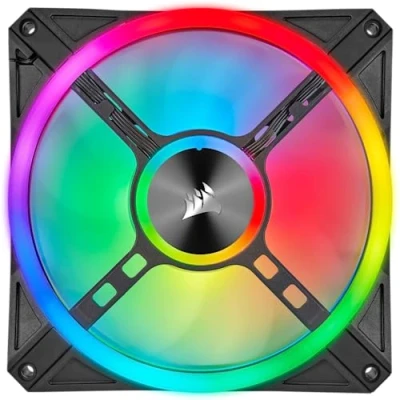 Image of Corsair iCUE QL140 RGB, 140 mm RGB LED PWM Fan (34 Individually Addressable LEDs, Speeds Up to 1,250 RPM, Low Noise) Single Pack Black