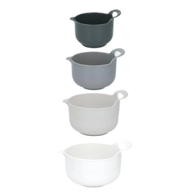 Image of Alpina Mixing Bowl Set of 4, Plastic, White, Non Slip, 1.2 3L
