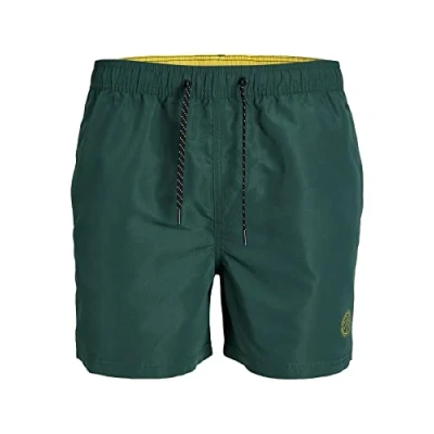 Image of JACK &amp; JONES Men&#039;s Jpstfiji Jjswim Solid Sn Ly Swimming Shorts, Jungle Green, S