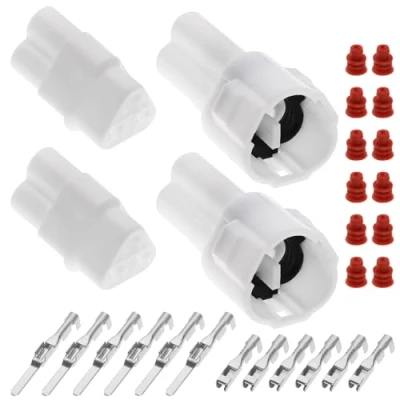 Image of ECSiNG 2 Sets 3Pin Motorcycle Connector Kit Compatible with Sumitomo Plug Yamaha Kawasaki 3 Pin Way Male Female Automotive