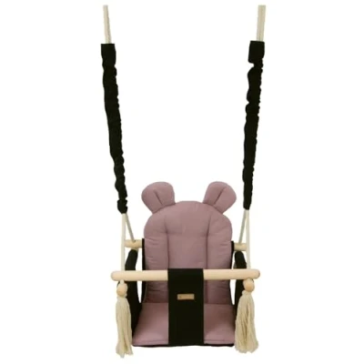 Image of Baby/Toddler Swing, Indoor, Outdoor, Soft seat, Swing Chair (Colour: Black, Light Pink)