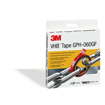 Image of 3M VHB GPH 060GF Double Sided Adhesive Tape Designed to create durable and reliable bonds for high temperatures multi material bonding 19mm x 3m, Thickness 0.6mm, Grey (1 Roll)