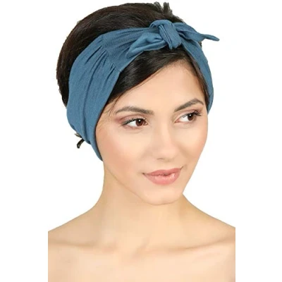 Image of Deresina Women Bow Tie Knotted Headband (Caroline Blue Denim One Size)
