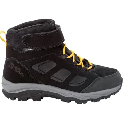 Image of Jack Wolfskin Boy&#039;s Unisex Kids Vojo LT Texapore MID K Walking Shoe, Black/Burly Yellow XT, 10 UK Child