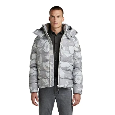 Image of G STAR RAW Men&#039;s Whistler Padded Hooded Jacket, Multicolour (cool grey woodland camo D20100 C441 D436), XL