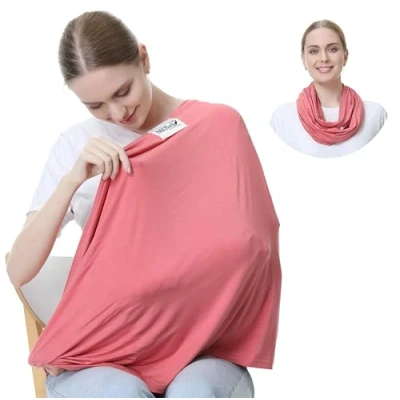 Image of NeoTech care Baby Nursing Cover Breastfeeding Scarf Soft Fabric Pink