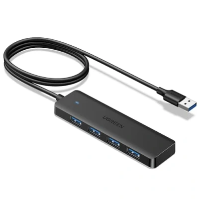 Image of UGREEN USB Hub 3.0, 4 Port Ultra Slim Splitter with 5Gbps Data Transfer, Extender for Mouse, Keyboard, Flash Drive, U Disk, Printer, Compatible Laptop, Desktop PC, Xbox, PS5 (100cm)