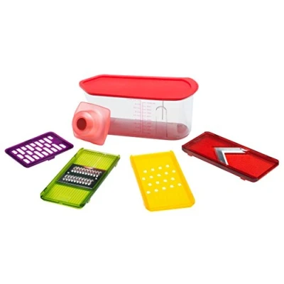 Image of Kuhn Rikon Box Mandoline / Coarse and Fine Grater with Stainless Steel Blades Hand Guard,28 x 28 1 cm