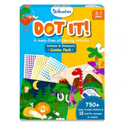 Image of Skillmatics Art Activity Dot It Combo, No Mess Sticker for Kids, Craft Kits, DIY Activity, Christmas Gifts Boys &amp; Girls Ages 3, 4, 5, 6, 7, Travel Toys Toddlers