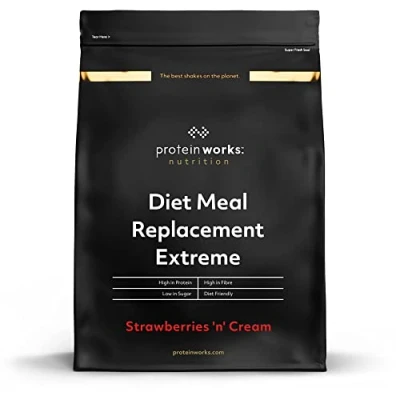 Image of Protein Works Diet Meal Replacement Extreme, 200 Calorie Meal, High Supports Weightloss, 33 Meals, Strawberries &#039;n&#039; Cream, 2kg